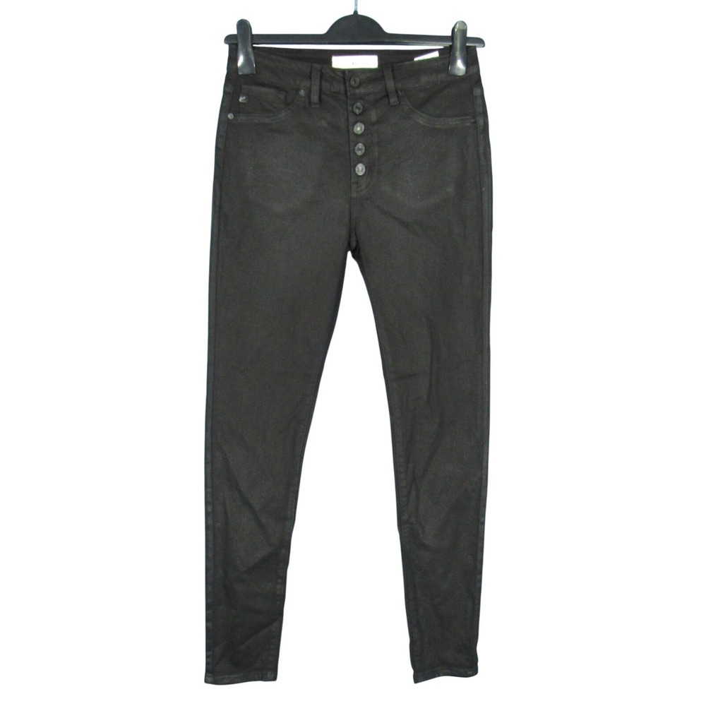 KANCAN Black SABINA COATED High-Rise BUTTON-FLY Super Skinny Leg JEANS Sz 9/28